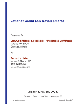 Letter of Credit Law Developments