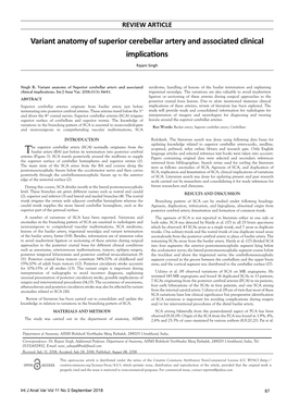 Variant Anatomy of Superior Cerebellar Artery and Associated Clinical Implications