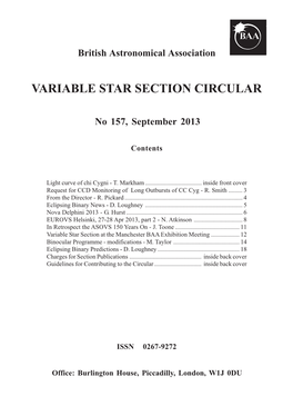 Variable Star Section Circular