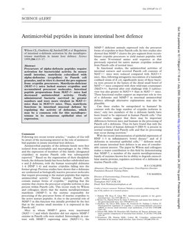 Antimicrobial Peptides in Innate Intestinal Host Defence