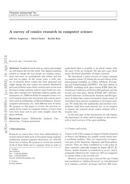 A Survey of Comics Research in Computer Science