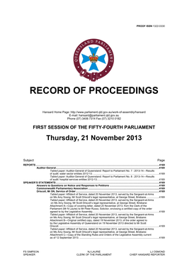 Record of Proceedings