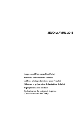 Jeudi 2 Avril 2015