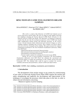 Ring Tests on Candu Fuel Elements Sheath Samples