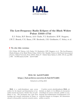 The Low-Frequency Radio Eclipses of the Black Widow Pulsar J1810+1744 E.J