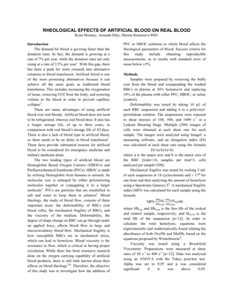 RHEOLOGICAL EFFECTS of ARTIFICIAL BLOOD on REAL BLOOD Ryan Mooney, Amanda Daly, Marina Kameneva Phd