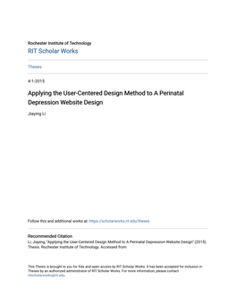 Applying the User-Centered Design Method to a Perinatal Depression Website Design