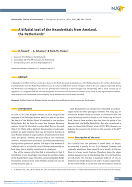 A Bifacial Tool of the Neanderthals from Ameland, the Netherlands•