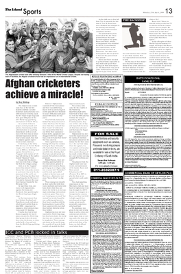 Afghan Cricketers Achieve a Miracle! by Roy Bishop However Afghanistan Impoverished Youth