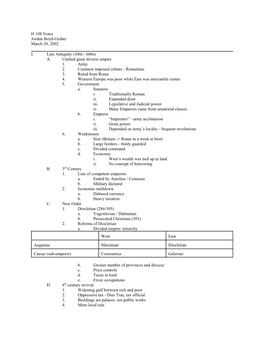 H 108 Notes Jordan Boyd-Graber March 20, 2002 I. Late Antiquity (300S