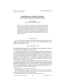 Horospherically Invariant Measures and Finitely Generated Kleinian Groups