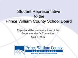 Student Representative to the Prince William County School Board