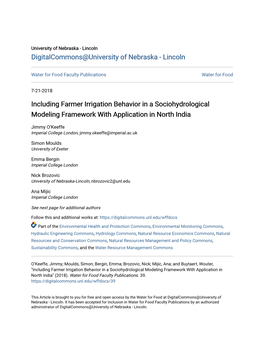 Including Farmer Irrigation Behavior in a Sociohydrological Modeling Framework with Application in North India