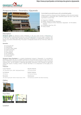 Annapurna Greens - Penamaluru, Vijayawada Committed to Provide Houses with Unmatched Quality