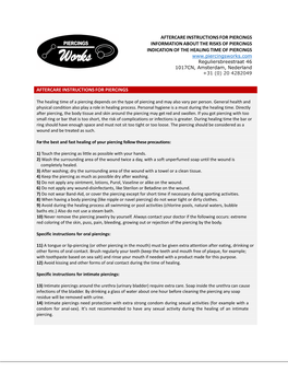 Aftercare Instructions for Piercings Information