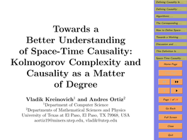 Towards a Better Understanding of Space-Time Causality