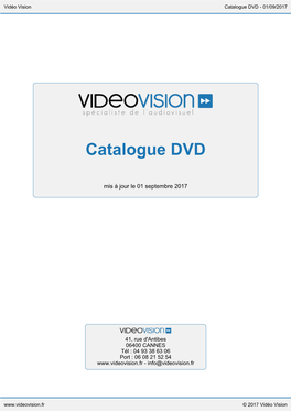 Catalogue DVD - 01/09/2017