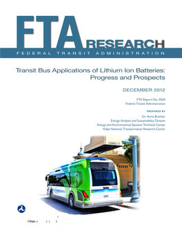 Transit Bus Applications of Lithium Ion Batteries: Progress and Prospects
