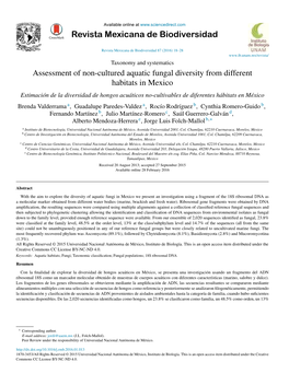 Assessment of Non-Cultured Aquatic Fungal Diversity from Different Habitats in Mexico