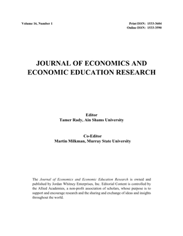 Journal of Economics and Economic Education Research