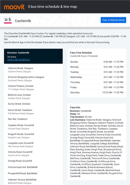 5 Bus Time Schedule & Line Route