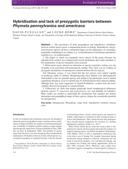 Hybridization Between Phymata Species