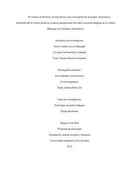 El Camino De Bochica: La Ruta Del Sol, Una Cosmogonía De La Psique