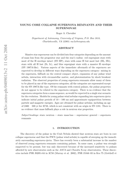 Arxiv:Astro-Ph/0409013V2 11 Oct 2004 Upce Ob Rsn,Btwsol Icvrdbcueo T of Because the As Discovered Such Only Observatories Was New but by I Aﬀorded Present, Pulsars