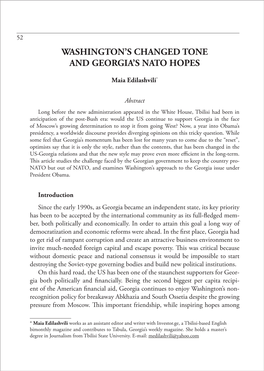 Washington's Changed Tone and Georgia's Nato Hopes