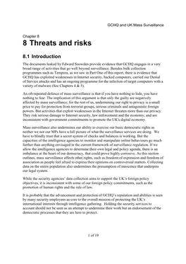 Threats and Risks