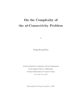 On the Complexity of the St-Connectivity Problem