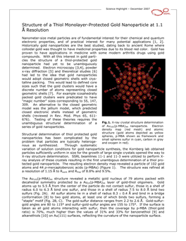 Structure of a Thiol Monolayer-Protected Gold Nanoparticle at 1.1 Å Resolution