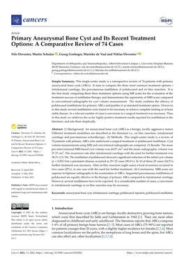 Primary Aneurysmal Bone Cyst and Its Recent Treatment Options: a Comparative Review of 74 Cases