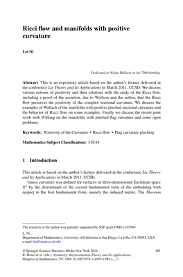 Ricci Flow and Manifolds with Positive Curvature