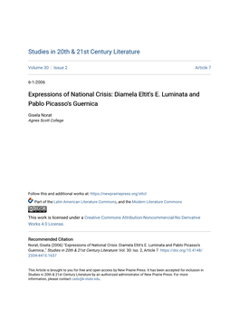 Expressions of National Crisis: Diamela Eltit's E. Luminata and Pablo Picasso's Guernica