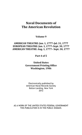 Naval Documents of the American Revolution, Volume 9, Part 4