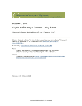 Virginie Amélie Avegno Gautreau: Living Statue