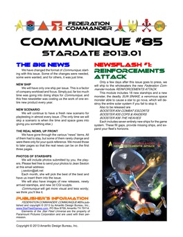 Communique #85 Stardate 2013.01