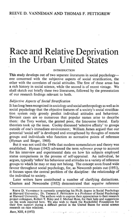 Race and Relative Deprivation in the Urban United States