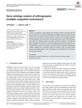 Gene Ontology Analysis of Arthrogryposis (Multiple Congenital Contractures)