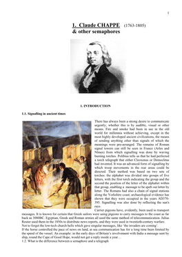 1. Claude CHAPPE (1763-1805) & Other Semaphores