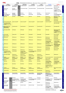 Cnnj PROGRAM SCHEDULE （Summer Time） July 2019