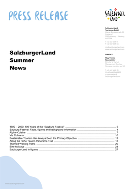 Salzburgerland Summer News
