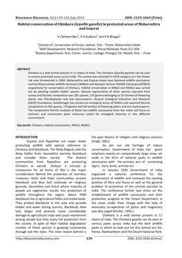 Habitat Conservation of Chinkara (Gazelle Gazelle) in Protected Areas of Maharashtra and Gujarat