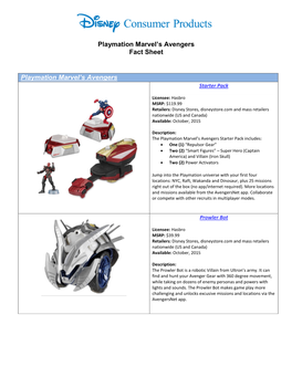 Playmation Marvel's Avengers Fact Sheet