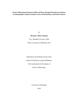 Factors Influencing Sectarian Conflict and Peace Through Education in Lebanon: an Ethnographic Analysis of Equal Access, Social Inclusion, and Social Contract