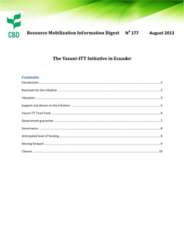 The Yasuni-ITT Initiative in Ecuador