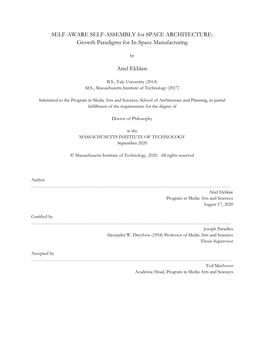 SELF-AWARE SELF-ASSEMBLY for SPACE ARCHITECTURE: Growth Paradigms for In-Space Manufacturing