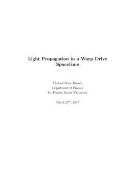 Light Propagation in a Warp Drive Spacetime