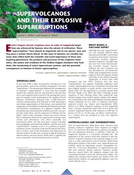 Supervolcanoes and Their Explosive Supereruptions